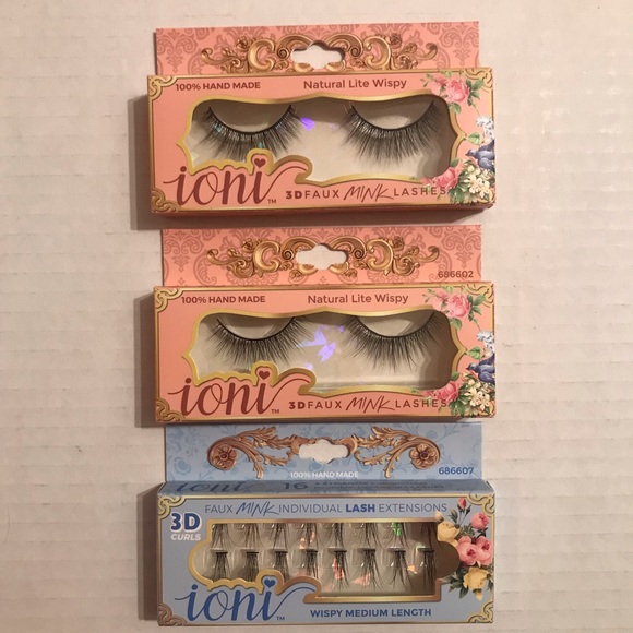 Set Of 3 Ioni Lashes 3D Faux Mink Lashes Natural Lite Wispy 3D Individua… - Picture 1 of 2